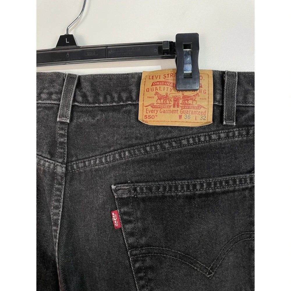 Vtg Levis 550 Jeans Men 36x32 Black Straight Relaxed Loose Y2K Denim Grunge 2002